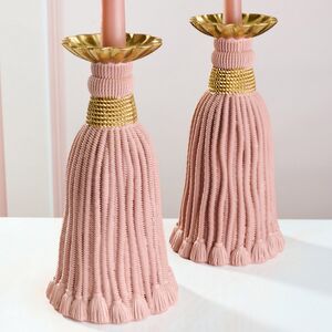 Декоративный подсвечник Grande Tassel 26 см пудровый EDG (ЭДГ) фото 2