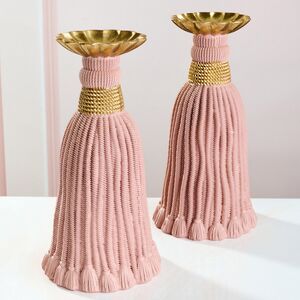 Декоративный подсвечник Grande Tassel 26 см пудровый EDG (ЭДГ) фото 5