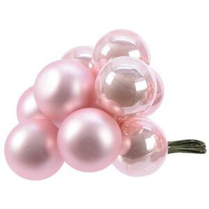 Гроздь стеклянных шаров на проволоке 2 см нежный розовый mix, 10 шт Kaemingk фото 1