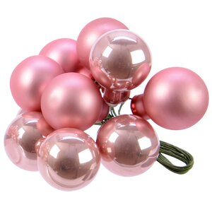 Гроздь стеклянных шаров на проволоке 2 см благородный розовый mix, 10 шт Kaemingk фото 1