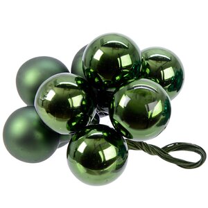 Гроздь стеклянных шаров на проволоке 2 см зеленый mix, 10 шт Kaemingk фото 1