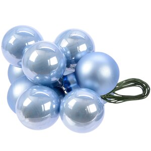 Гроздь стеклянных шаров на проволоке 2 см голубой шелк mix, 10 шт Kaemingk фото 1