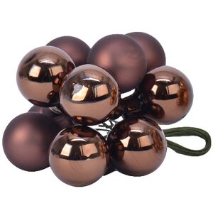 Гроздь стеклянных шаров на проволоке 2 см темный шоколад mix 10 шт Kaemingk фото 1