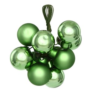 Гроздь стеклянных шаров на проволоке 2 см луговой зеленый mix, 10 шт Winter Deco фото 1