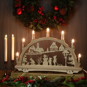 Рождественская горка Детвора в ожидании праздника 57*38 см, семисвечник Sigro фото 2