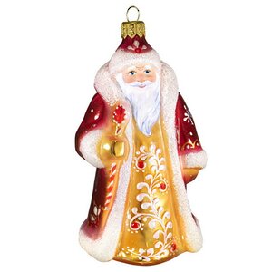 Стеклянная елочная игрушка Дед Мороз 13 см, подвеска Фабрика Ариель фото 1