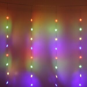 Светодиодная гирлянда на окно Звездочки 3*2 м, 160 разноцветных LED ламп, прозрачный ПВХ, контроллер, IP20 Serpantin фото 1