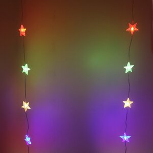 Светодиодная гирлянда на окно Звездочки 3*1 м, 80 разноцветных LED ламп, прозрачный ПВХ, контроллер, IP20 Serpantin фото 3