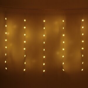Светодиодная гирлянда на окно Звездочки 3*1 м, 80 теплых белых LED ламп, прозрачный ПВХ, контроллер, IP20 Serpantin фото 2
