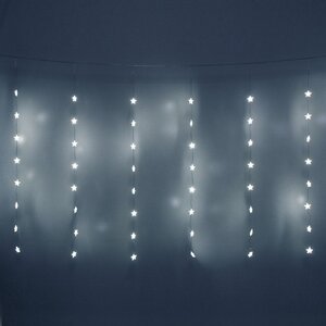 Светодиодная гирлянда на окно Звездочки 3*1 м, 80 холодных белых LED ламп, прозрачный ПВХ, контроллер, IP20 Serpantin фото 1