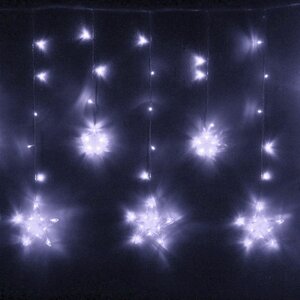 Светодиодная гирлянда бахрома Звезды 2.5*0.9 м, 138 холодных белых LED ламп, прозрачный ПВХ, контроллер, IP20 Serpantin фото 1