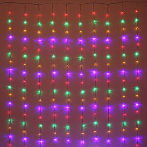 Гирлянда занавес на окно Водопад 3*2.5 м, 360 разноцветных LED, прозрачный ПВХ, контроллер, IP20 Serpantin фото 1