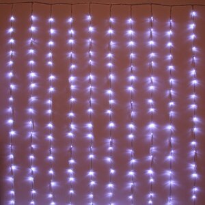 Гирлянда занавес на окно Водопад 3*2.5 м, 360 холодных белых LED, прозрачный ПВХ, контроллер, IP20 Serpantin фото 1