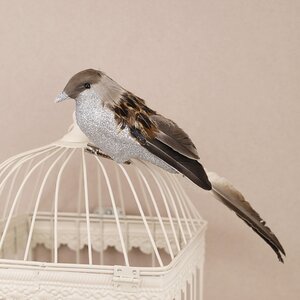 Елочная игрушка Птичка с серебряной грудкой 28 см, клипса Kaemingk фото 3
