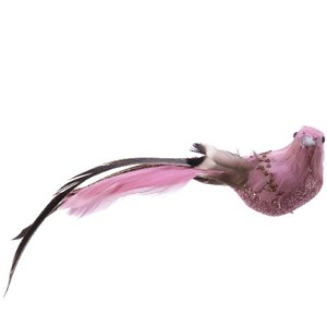 Елочное украшение Женевская пташка 15 см ярко-розовая, клипса Kaemingk фото 2