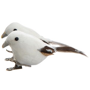 Елочная игрушка Птичка Аннабель 10 см белая, 2 шт, клипса Kaemingk фото 2