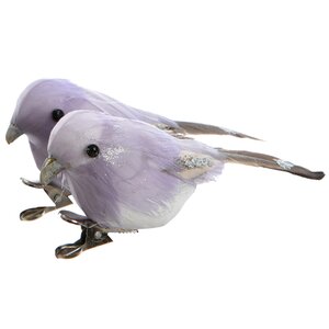 Елочная игрушка Птичка Аннабель 10 см светло-лиловая, 2 шт, клипса Kaemingk фото 2