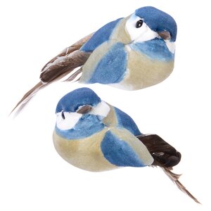 Елочная игрушка Птица Синица 8 см дымчато-синяя, 2 шт, клипса Kaemingk фото 1
