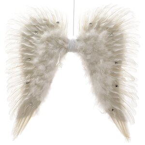 Украшение Крылышки Ангельские 66*63 см, белый, перья, стразы Kaemingk фото 1