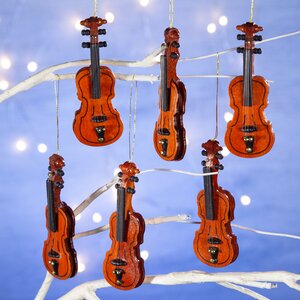 Набор деревянных елочных игрушек Скрипки Страдивари 9 см, 6 шт, подвеска Breitner фото 1