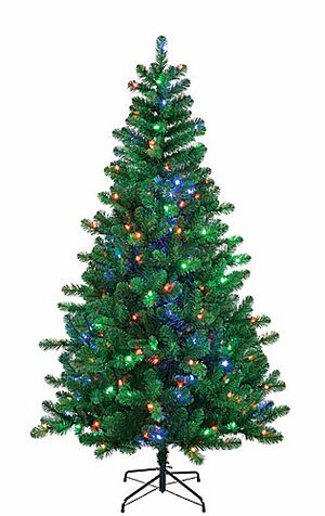 Искусственная елка с лампочками Виктория 185 см, 200 теплых белых/разноцветных ламп, ПВХ Black Box фото 1