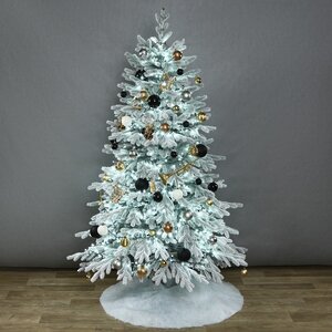 Искусственная елка с гирляндой и игрушками Финская: Christmas Jazz заснеженная 180 см, 540 холодных белых LED, контроллер, ЛИТАЯ 100% Winter Deco фото 1