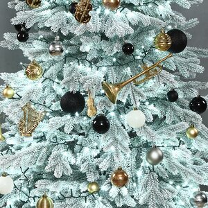 Искусственная елка с гирляндой и игрушками Финская: Christmas Jazz заснеженная 180 см, 540 холодных белых LED, контроллер, ЛИТАЯ 100% Winter Deco фото 2