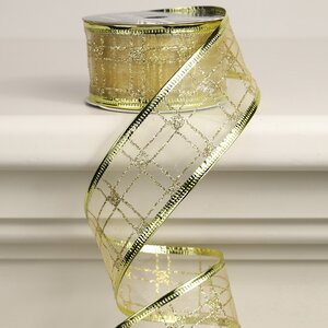 Декоративная лента Клеточка золотая 270*4 см органза Koopman фото 1