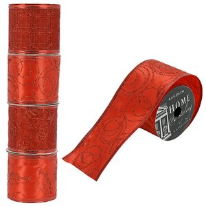 Декоративная лента Клеточка красная 270*6 см органза Koopman фото 2