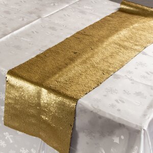 Дорожка на стол Божоле 125*25 см с двусторонними пайетками золотая Koopman фото 1