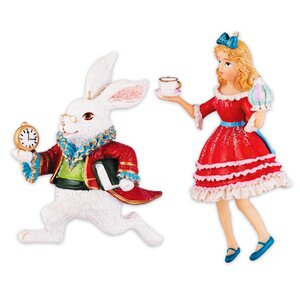 Набор елочных игрушек Алиса и Белый Кролик, 11 см, 2 шт, подвеска Holiday Classics фото 1