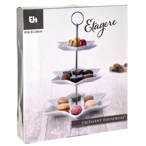 Этажерка для закусок Etoile трехъярусная 32*26 см, фарфор Koopman фото 5