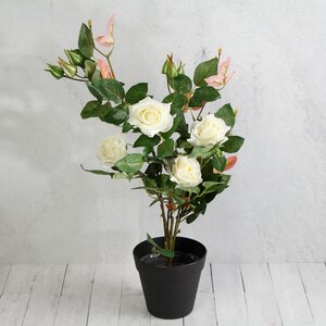 Искусственный цветок в горшке Белоснежная Роза La-Paloma 50 см