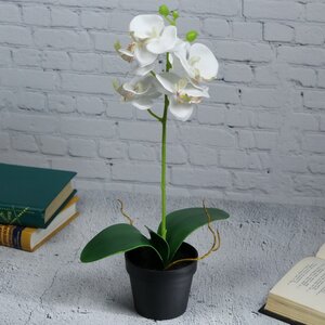 Искусственная орхидея в горшке Dominica White 40 см