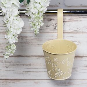 Подвесное кашпо-ведерко для балкона Амальфи 14 см желтое, металл Kaemingk фото 3