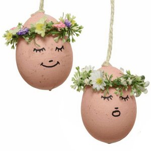 Пасхальные украшения Яйца Spring Easter 6 см, 2 шт, кремовые, подвеска