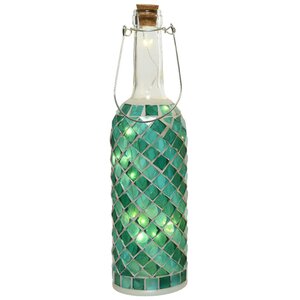 Светильник-бутылка Greek Turquoise 30 см на батарейках, стекло Kaemingk фото 3
