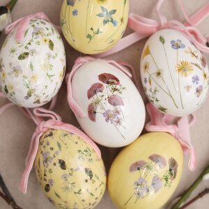 Пасхальные украшения Яйца Floral Easter 6 см, 6 шт, подвеска Kaemingk фото 2