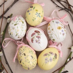 Пасхальные украшения Яйца Floral Easter 6 см, 6 шт, подвеска Kaemingk фото 1