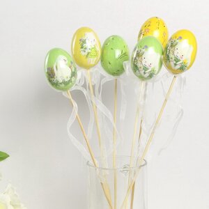 Пасхальные украшения Яйца на палочке Happy Sappy Easter 6 см, 6 шт Kaemingk фото 5