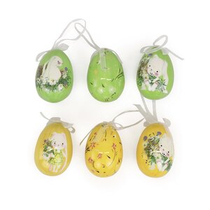 Пасхальные украшения Яйца Happy Sappy Easter 8 см, 6 шт, подвеска Kaemingk фото 3