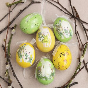 Пасхальные украшения Яйца Happy Sappy Easter 6 см, 6 шт, подвеска Kaemingk фото 1
