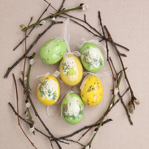 Пасхальные украшения Яйца Happy Sappy Easter 6 см, 6 шт, подвеска Kaemingk фото 3
