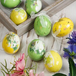 Пасхальные украшения Яйца с лентами - Happy Easter 5 см, 8 шт, подвеска