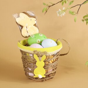 Декоративная корзинка Easter Bunny 12 см желтая Kaemingk фото 1