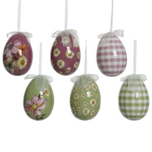Пасхальные украшения Яйца Flower Easter 12 см, 6 шт, подвеска Kaemingk фото 2
