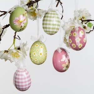 Пасхальные украшения Яйца Flower Easter 6 см, 6 шт, подвеска Kaemingk фото 1