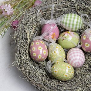 Пасхальные украшения Яйца Flower Easter 5 см, 8 шт, подвеска Kaemingk фото 1