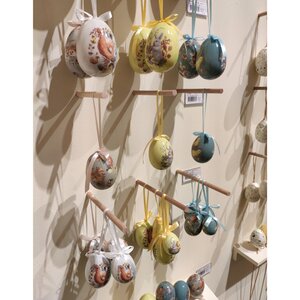 Пасхальные украшения Яйца с лентами - Деревенская сказка 8 см, 6 шт, подвеска Kaemingk фото 3