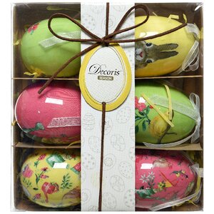 Декоративные пасхальные яйца с лентами Весенние трели 8 см, 6 шт, подвеска Kaemingk фото 4